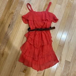 Coral dress with braided belt.  Never worn